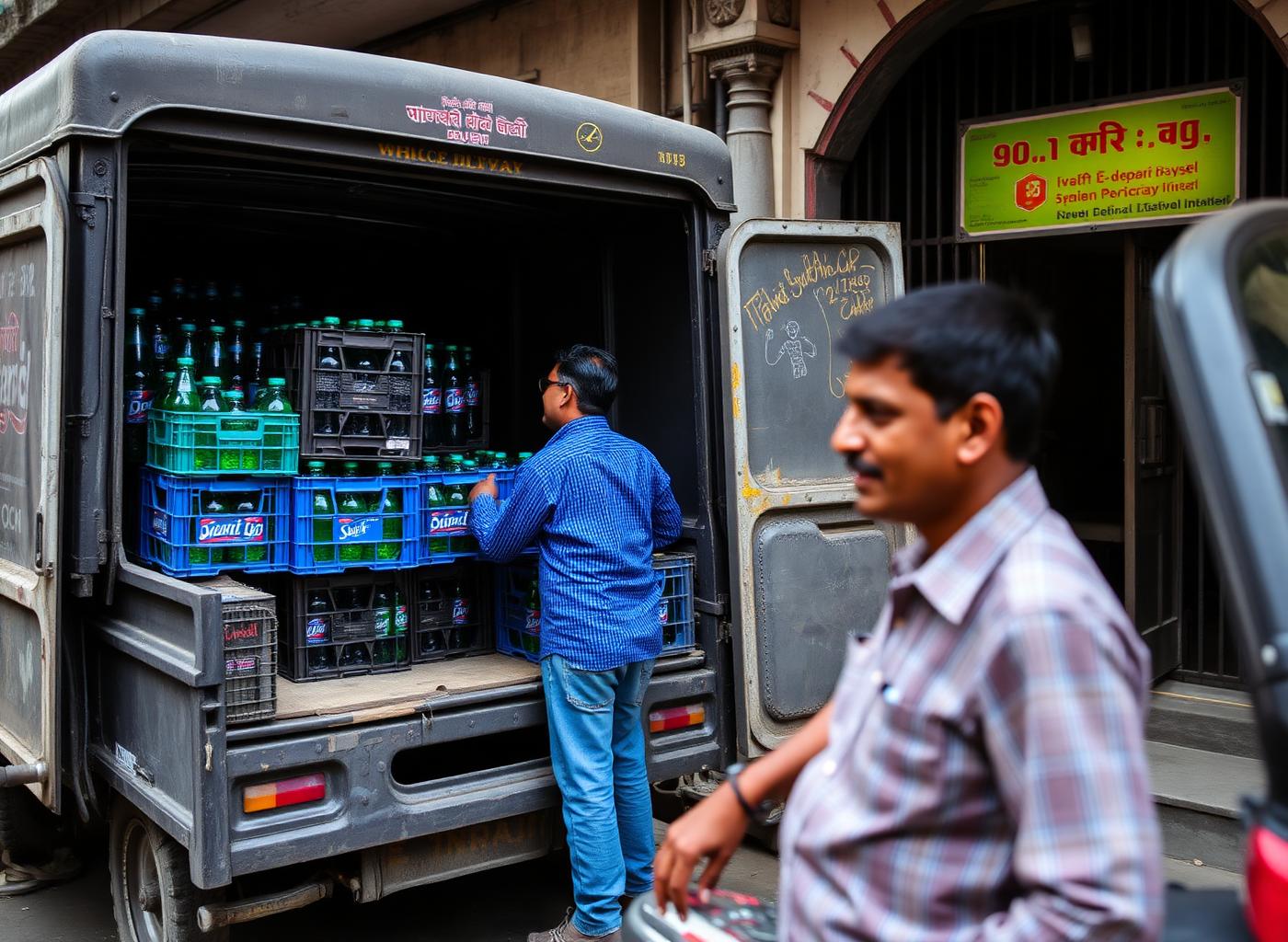 Siparua Drinks loading beverage crates at its New Delhi godown